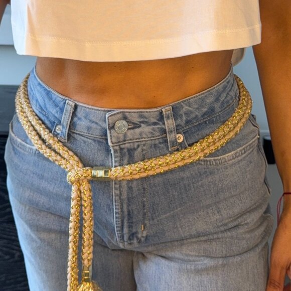 MAJE/BRAIDED ROPE TASSEL BELT/GOLD/OS - Picture 5 of 5